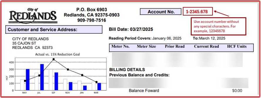 You can find your account number on your bill as shown.